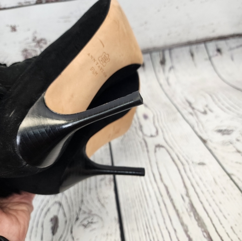 Ann Taylor Black Shearling Lamb Fur Booties - Picture 8 of 12